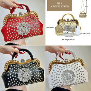 กระเป๋าคลัทช์สีบรอนซ์วินเทจ คัลท์ ไกอา เพิร์ล กระเป๋าออกงานกลางคืน กระเป๋าถือคริสตัลประดับเพชรสำหรับสุภาพสตรีในงานแต่งงาน - Product Image 2