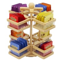 Nouvelle boîte de rangement pour café FSC, support pour sachets de thé, station de rangement 360° °   Support de présentation de thé rotatif en bois de bambou pour cuisine et bureau, porte-sachets de thé