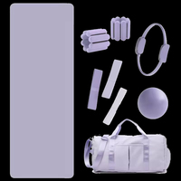 Ensemble d'accessoires de yoga et Pilates : Tapis de yoga ovale en PU, haltères de poignet et de cheville en silicone, anneau de Pilates