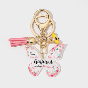 Llavero de Mariposa con la Frase "Nunca olvides que te quiero", Colgante Floral Acrílico con Borla y Dije de Abeja para Bolsos y Uso Diario - Product Image 5