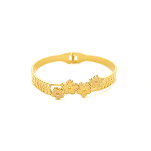 316L Stainless Steel Flower Bangle PVD Gold Plated Sustainable Resistant <b>Bracelet</b> for Women - Product Image 2