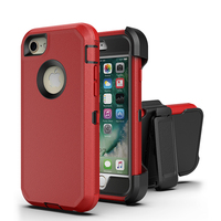 Coque de protection antichoc hybride pour iPhone 6 +/7 +/8 + 3 couches, étui de protection pour iPhone 8 Plus, coque de téléphone Anti-choc avec clip