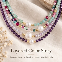 Colliers perlés Go2boho avec centres en perles d'imitation, perles facettées colorées et détails plaqués or pour cadeaux