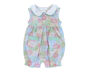 Combinaison sans manches rose à imprimé nœuds bleus pour bébés et enfants, ensemble pyjama pour fille, vente en gros SR4150 - Product Image 3
