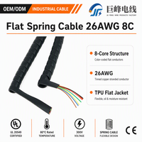 Câble plat flexible à ressort 26AWG 8 conducteurs, fil téléphonique plat, isolation PP, gaine PUR pour la communication