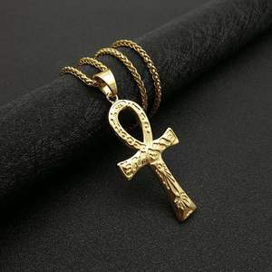 GT-colgante de llave egipcia antigua, collar de acero inoxidable, joyería de Hip Hop, Cruz, collares de hipoglifo - Product Image 3