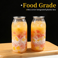 Grote PET drankenbeker met ronde bodem, wegwerpbaar, voor ijskoude dranken, met aluminium deksel, mango-sago-parel drank, groothandel