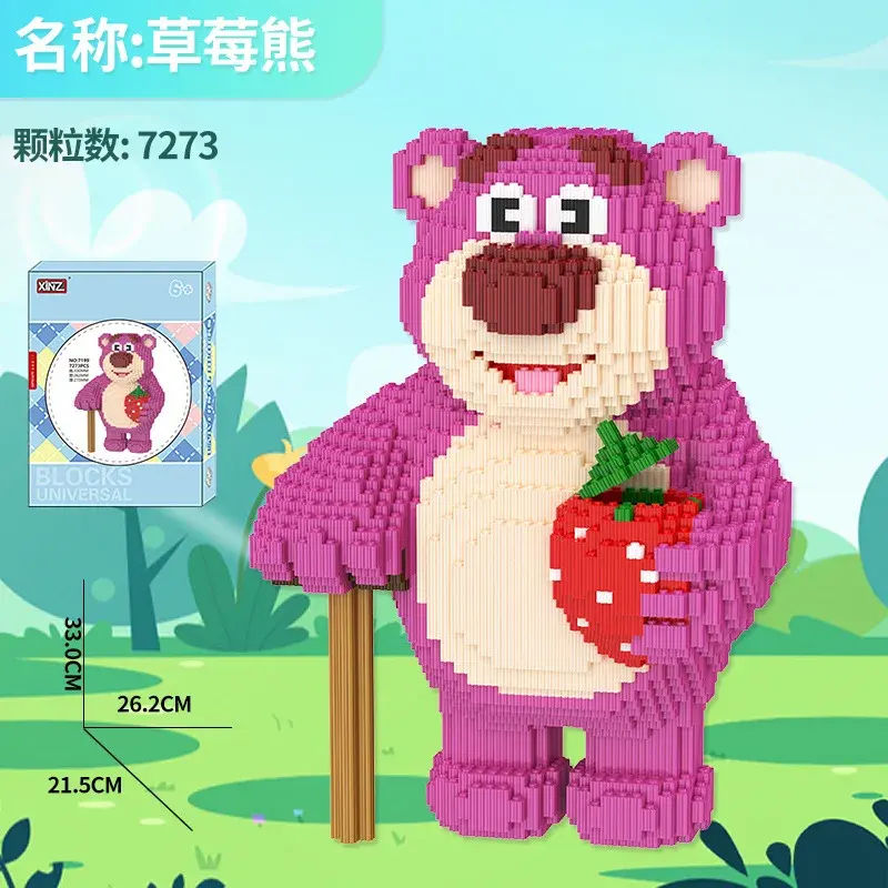 Plastic Verbindingsblokken Schattig Cartoon Speelgoed Roze Beer Panda Bouwspeelgoed Anime Figuren Stenen Juguetes Leuke Meisjes Cadeau Xinz