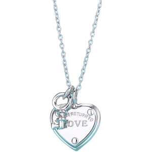 <span class=keywords><strong>Collana</strong></span> con <span class=keywords><strong>Ciondolo</strong></span> a Forma di Cuore con Lettera T e Lucchetto, Catena a Cuore in Argento 925, Regalo di Lusso Unisex per Anniversario - Product Image 4