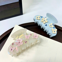 Barrette à cheveux YuAo chic de style coréen en acétate ornée de strass, motif floral papillon, design inspiré de la niche, pince requin pour chignon