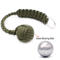 Porte-clés de survie EDC en acier inoxydable, différentes couleurs, boule de paracorde, lanière de singe, poing
