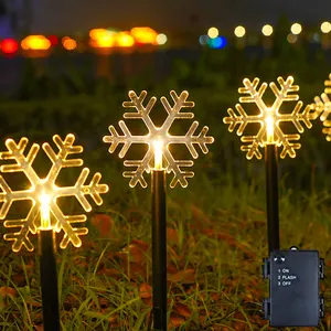 3AA Batterie kasten angetrieben Schneeflocke LED Garten leuchten für Weihnachten Outdoor Floor Walkway Dekoration