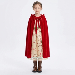 Disfraz de <span class=keywords><strong>Caperucita</strong></span> <span class=keywords><strong>Roja</strong></span> para Niños, Tallas S-XL, Estilo Retro con Estampado Floral, Conjunto de Vestido y Capa para Halloween - Product Image 2
