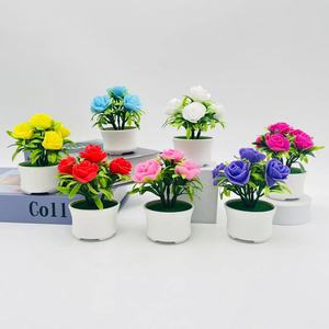 Fleurs artificielles en mousse Paulon, roses, 11 cm, en pot, décoration pour la maison, bureau, cadeau - Product Image 1