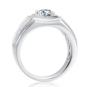 공장 가격 패션 약혼 반지 남자 반지 925 스털링 실버 moissanite 다이아몬드 반지 - Product Image 3