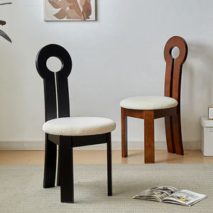 French Retro Solid Wood Dining Chair Upholstered <b>Backrest</b> Key Design For Dining Room Adult Use - Product Image 2