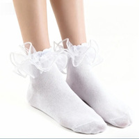 Nouvelles chaussettes tricotées antidérapantes pour femme, style princesse, avec dentelle, perles et plis, idéales pour la danse et le ballet, pour étudiantes