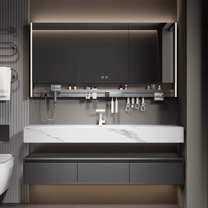 Luxury Modern Lacquer MDF <b>Wall</b>-Mounted Bathroom Vanity Unit with Smart <b>Mirror</b> and Integrated Basin - Product Image 2
