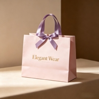 Sacs de shopping de luxe personnalisés avec logo imprimé, en carton ivoire enduit de cire, bleus, avec poignées en ruban et corde, gaufrés, pour cadeaux et vente au détail