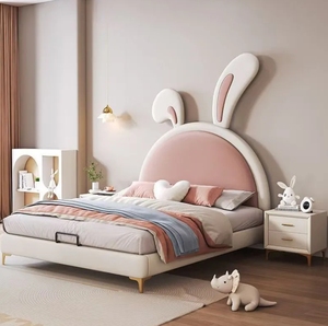 Luce diretta della fabbrica di lusso letto di coniglio singola ragazza durevole cartone animato rosa principessa letto di piccole dimensioni <span class=keywords><strong>per</strong></span> la camera da letto soggiorno in legno - Product Image 4