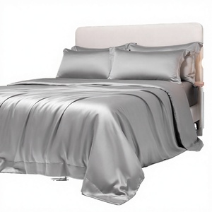 Luxury 300 TC 100% Cotton <b>Black</b> Satin Plain Bedsheet Set with Pillow Covers Ultra Soft Breathable Hotel <b>Bedding</b> Wholesale Export - Product Image 4