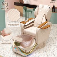Fauteuil de pédicure électrique en cuir Mason 2026 avec lampe LED 7 couleurs et ensemble spa – Siège inclinable réglable de luxe pour salon de manucure et pédicure, marque Mason