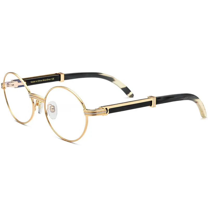 YTSBL7550178 wholesale Buffalo Horn Glasses Men round anti-blue light Prescription Eyeglasses Frames Luxury Optical Eyewear
