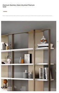 Estantería Moderna Minimalista de Acero Inoxidable Color Oro Champán, 5 Estantes Abiertos, Independiente, con Divisores, Mueble para el Hogar, Duradero - Product Image 6