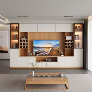 Mobile TV Motorizzato di Lusso Moderno, <span class=keywords><strong>Design</strong></span> Sospeso a Parete, Arredamento in Legno per <span class=keywords><strong>Soggiorno</strong></span>, Adatto a TV da 65+ Pollici - Product Image 1