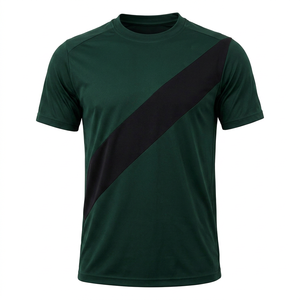 เสื้อยืดแขนสั้นสีเขียวสำหรับผู้ชาย คอกลม ทรงปกติ แห้งเร็ว ผ้าถัก สวมใส่สบาย โพลีเอสเตอร์ 100% น้ำหนัก 180 กรัม - Product Image 1