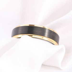 Anillo de Carburo de Tungsteno de 6 mm con Incrustaciones Doradas de Dos Tonos, Anillo de Boda Unisex - Product Image 4