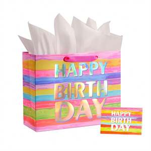 Bolsas de Papel Ecológicas KM para Compras, Bolsas de Regalo Personalizadas para Fiestas de Cumpleaños con Asas - Product Image 2