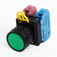 HABOO 22mm Interruptor de botón pulsador de enganche momentáneo 1NO + 1NC Impermeable 10A 600V