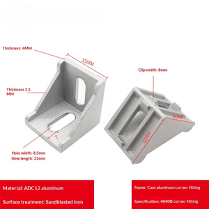 Connecteur d'angle en aluminium 4040 à 90 degrés 6063-T5 épaissi en forme de <span class=keywords><strong>L</strong></span> pour profilé d'extrusion en aluminium à rainure en T - Product Image 6