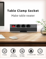 Sran — prise de courant électrique avec éclairage, adaptateur pour pince de table, bureau, 220V