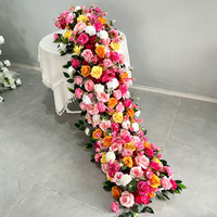 Groothandel Nieuw Ontwerp Wit Rood Grote Bloem Runner Boog Wrap Voor Bruiloft Decor