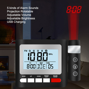 Nouvelle horloge de table de bureau numérique multifonctionnelle avec projection, radio FM électronique, touches tactiles, affichage de la température et de l'humidité, date, fonction snooze - Product Image 1