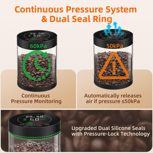 Conteneur à café automatique sous vide, pot de conservation alimentaire électrique hermétique avec écran LED, capteur de pression intelligent rechargeable - Product Image 3