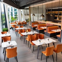 Ensemble de mobilier commercial pour restaurant : table en marbre, banquette de restauration rapide, chaises pour centre commercial, café, hôtel