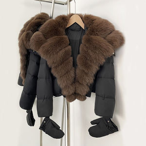 Jxwatcher kış kısa kayış eldiven Parkas 90% beyaz ördek uzun kaban kadınlar gerçek doğal tilki kürk sıcak kirpi aşağı ceket - Product Image 1