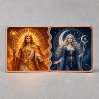 Barre de lingot de cuivre décorative imprimée UV Soleil et Lune, deux pièces, 5 oz, puzzle métallique emboîtable, souvenir de collection, cadeau