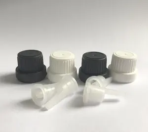 Uçucu yağ şişeleri İç beyaz siyah 18mm plastik kapak vidalı kapak kurcalamaya dayanıklı kapaklar