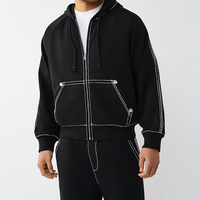 Ensemble de vêtements décontractés pour hommes en deux pièces, sweat à capuche avec fermeture éclair et pantalon thermique en molleton, personnalisable avec logo, fabriqué par une usine de vêtements OEM