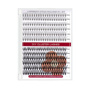 Kit <span class=keywords><strong>di</strong></span> Ciglia a Ciuffi Voluminosi con Logo Personalizzato, Semi-Fatte a Mano, Morbide, Ricciolo Uniforme, Fascia in Cotone Nero, Spessore 30D/40D/50D - Product Image 2