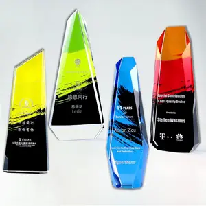 Honor Of Crystal Best Company 15 Years Anniversary Trophy Souvenir Crystal Trophy Award Plaque