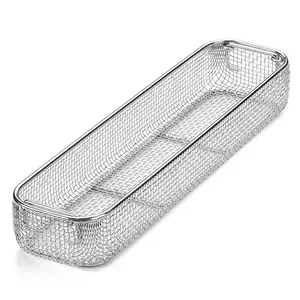 Mesh Tray with Drop Handles, Stainless Steel, 440 mm x 110 mm x 65 mm