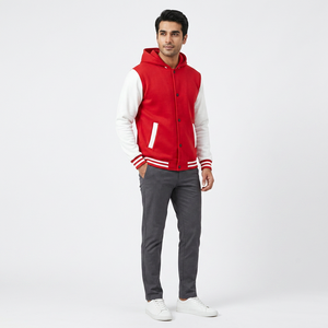 Unisex Plus Size University College Varsity Jackets Custom Embroidered Vintage <b>Covered</b> <b>Button</b> Stand Front Wholesale Letterman - Product Image 1