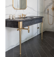 Piédestal traditionnel plaqué or brillant en laiton poli pour lavabo en céramique lavabo salle de bain armoire système de jambe