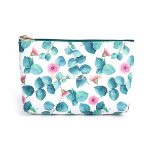 Sac cosmétique portatif d'impression tropicale, pochette de maquillage imperméable en gros de modèle de feuille de cuir d'unité centrale - Product Image 6
