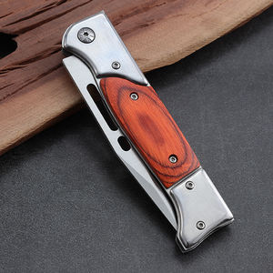Hongrui 2025 Venta caliente cuchillo plegable botón bloqueo de seguridad para Camping mango de madera y hoja de acero inoxidable - Product Image 6
